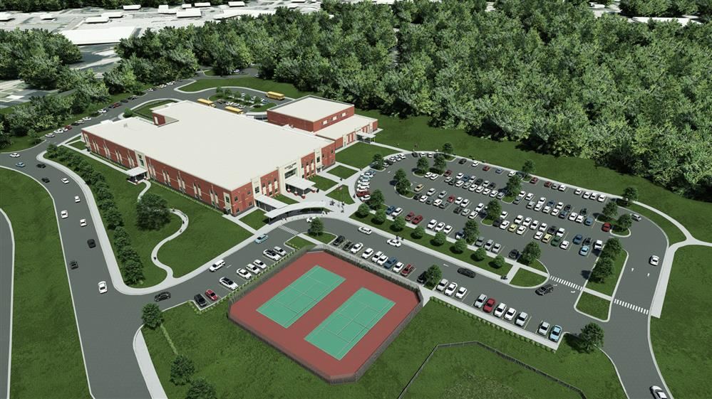 aerial view rendering of 3-8 school